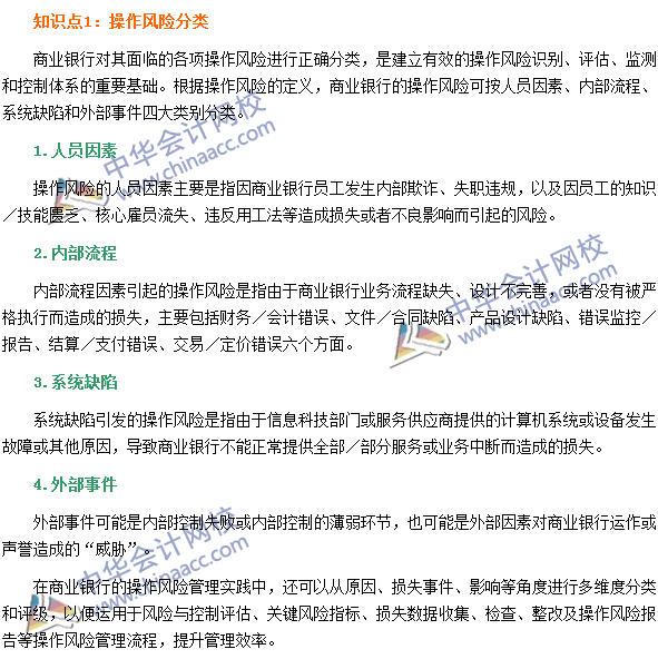 銀行職業資格《風險管理》高頻考點：操作風險分類