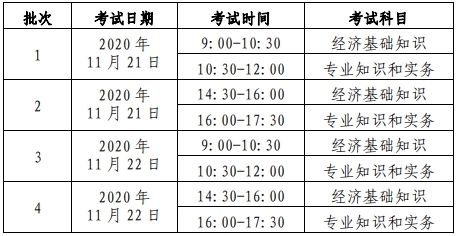 初中級經濟師考試時間安排