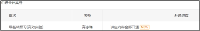 高效實驗班高志謙中級會計實務(wù)零基礎(chǔ)預(yù)習(xí)課程全部開通