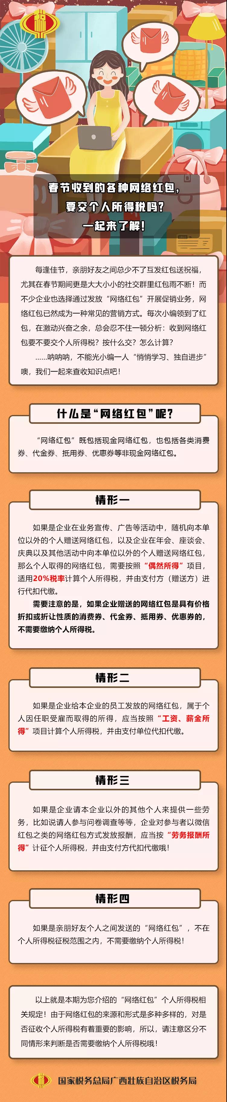 春節收到的各種網絡紅包，要交個人所得稅嗎？一起來了解！