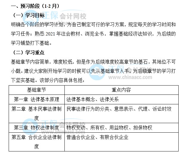 【考生必看】注會經(jīng)濟(jì)法預(yù)習(xí)階段學(xué)習(xí)重點&備考計劃（1-2月）