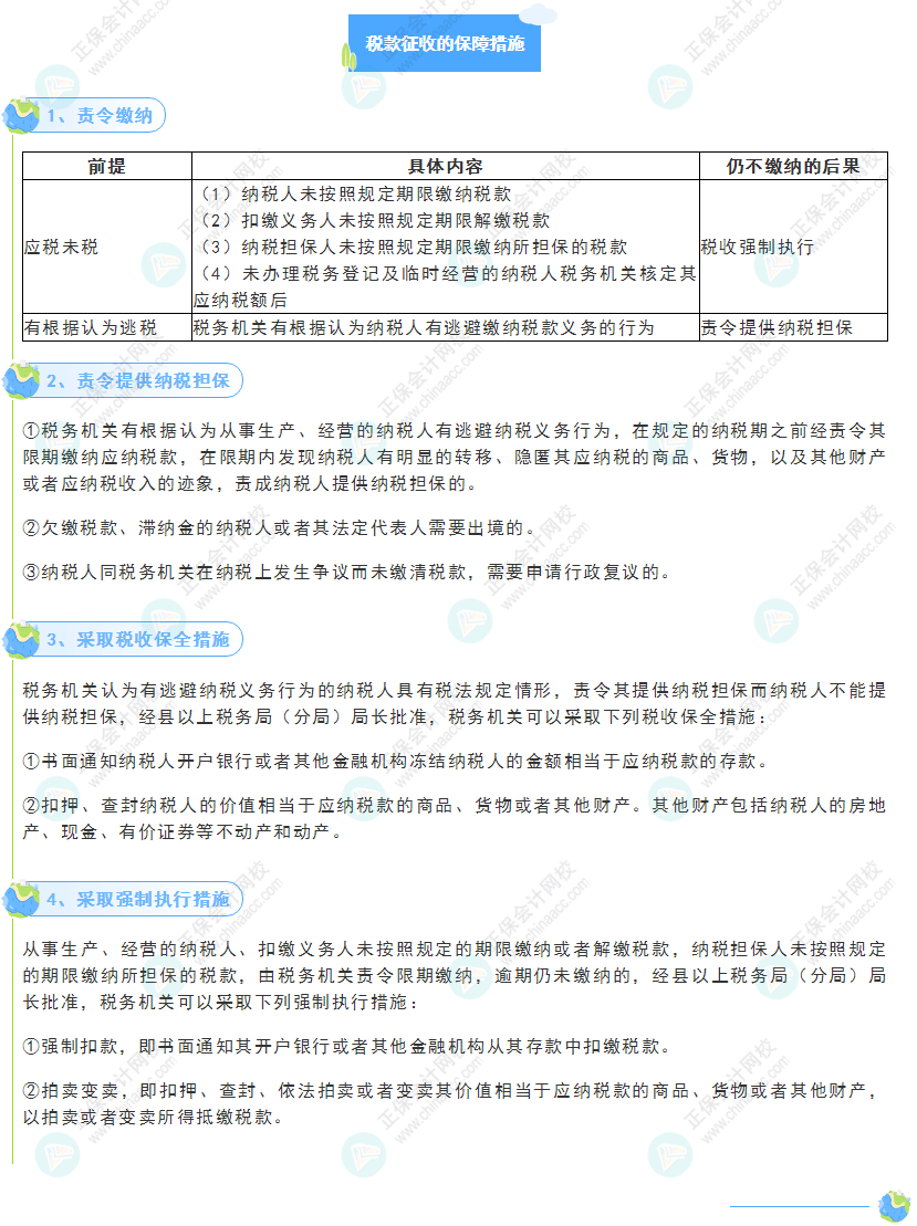 《經濟法基礎》30天重要知識點打卡！第24天：稅款征收的保障措施