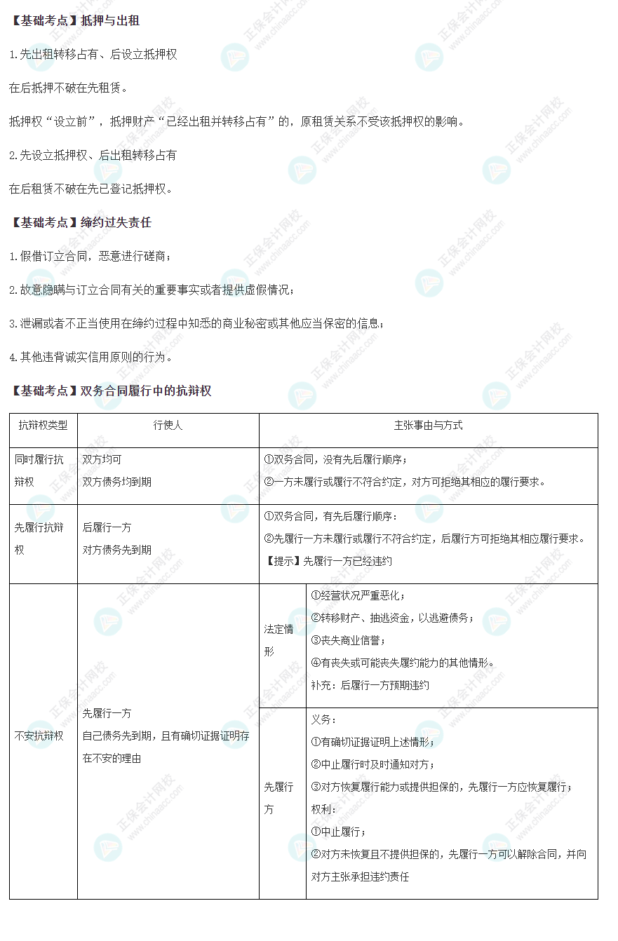 2022注會經濟法基礎階段必背考點