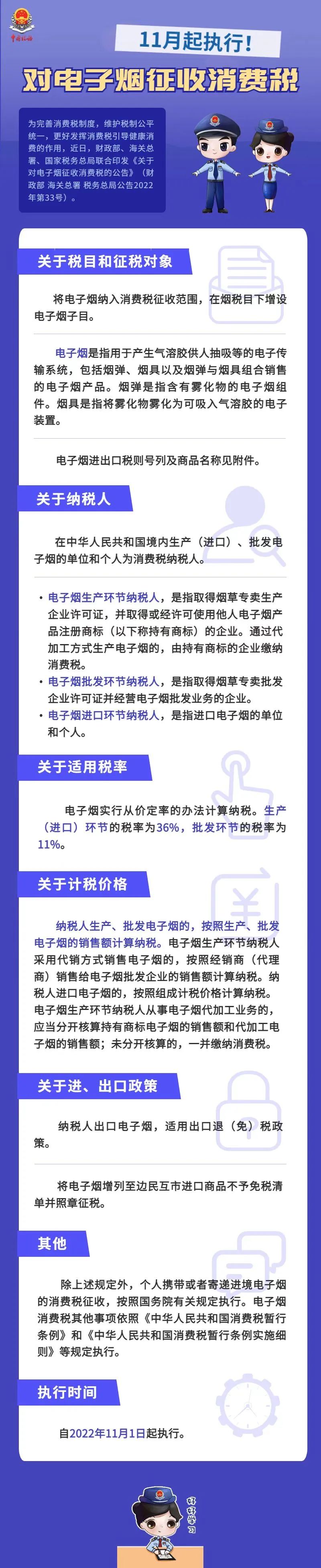 11月起執(zhí)行！對(duì)電子煙征收消費(fèi)稅