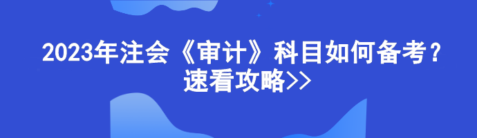 2023年注會《審計》科目如何備考？速看攻略>>