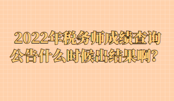 2022年稅務(wù)師成績查詢公告什么時(shí)候出結(jié)果啊？