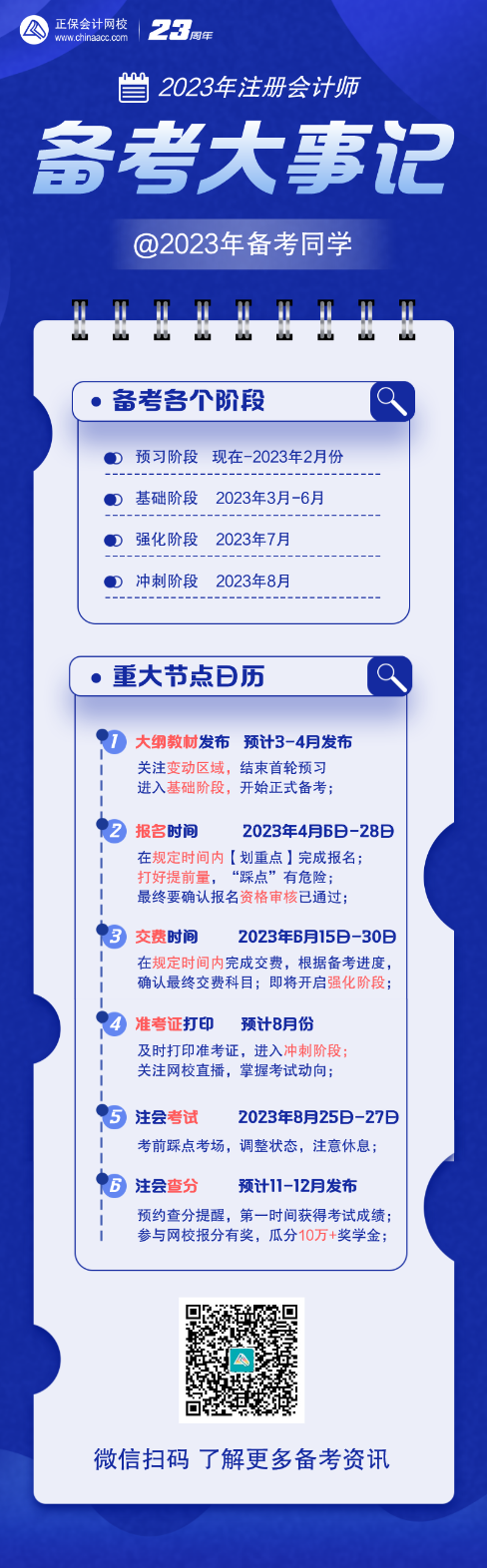 注意查收！2023年注會重大節點日歷！