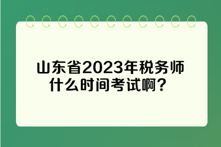 山東省2023年稅務師什么時間考試啊？