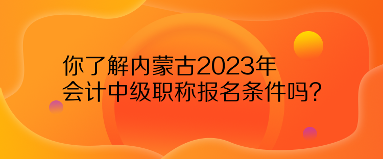你了解內(nèi)蒙古2023年會計中級職稱報名條件嗎？