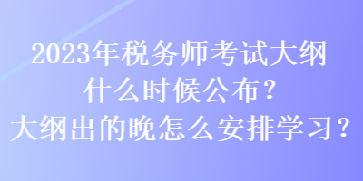2023年稅務師考試大綱什么時候公布？大綱出的晚怎么安排學習？