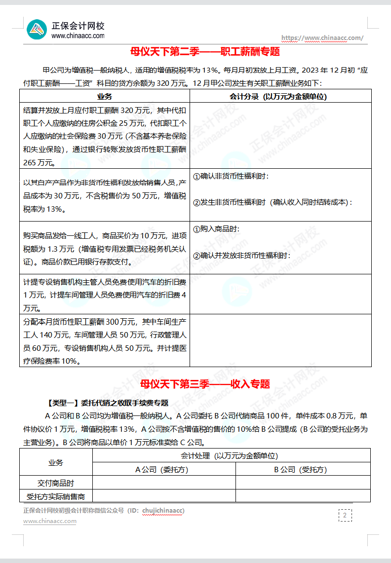 【題目下載】高志謙母儀天下母題-非現金資產、職工薪酬、收入、成本會計