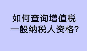 如何查詢增值稅一般納稅人資格？