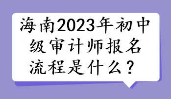 海南2023年初中級審計師報名流程是什么？