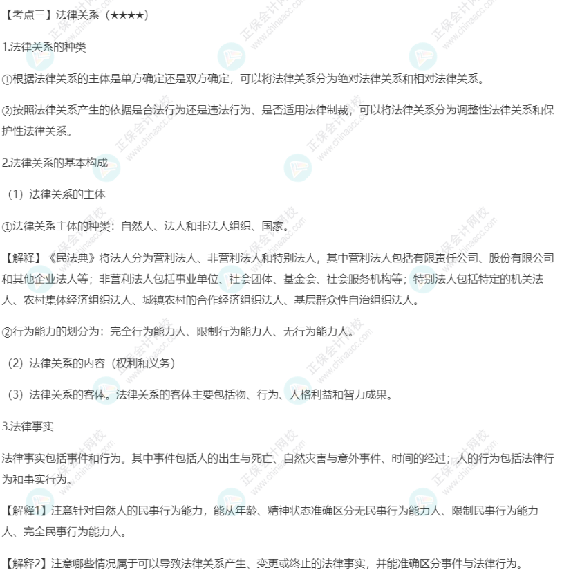 2023年注會《經濟法》第1章高頻考點3：法律關系