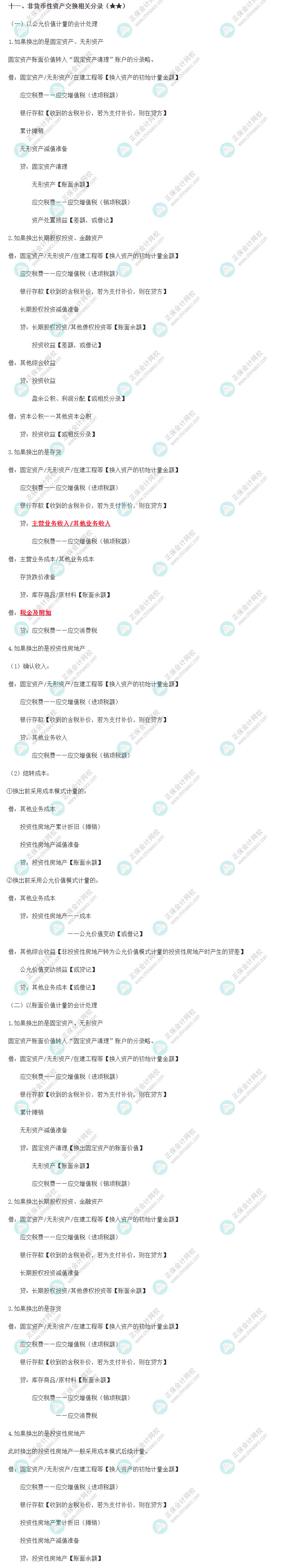 非貨幣性資產交換相關分錄