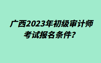 廣西2023年初級審計師考試報名條件？