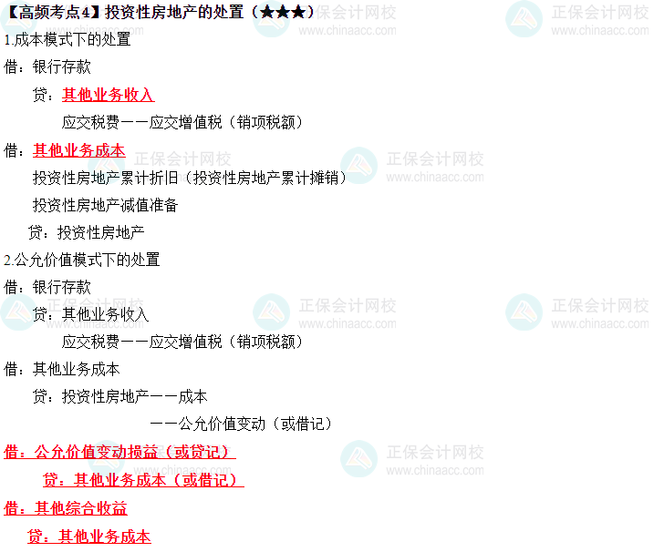2023《中級會計實務》高頻考點：投資性房地產的處置（★★★）