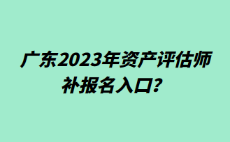 廣東2023年資產評估師補報名入口？