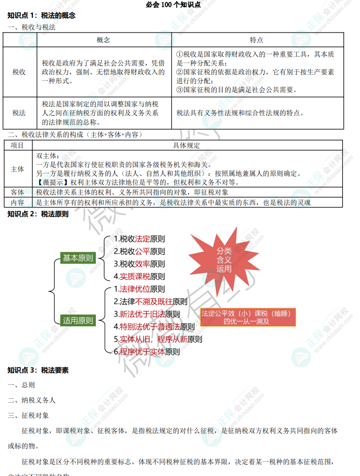 李小薇老師：注會《稅法》考前必會100個知識點來啦！