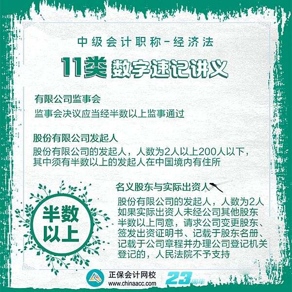 半數以上 經濟法 數字速記