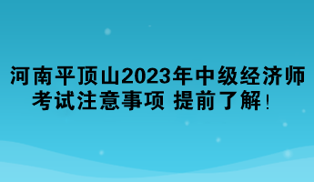 河南平頂山2023年中級經濟師考試注意事項 提前了解！