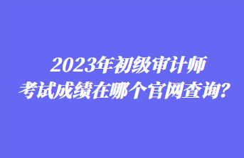 2023年初級審計師考試成績在哪個官網查詢？
