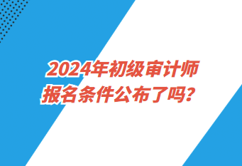 2024年初級審計師報名條件公布了嗎？