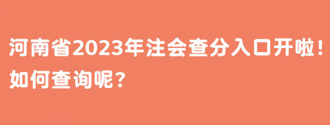 河南省2023年注會查分入口開啦！如何查詢呢？