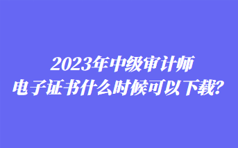 2023年中級審計師電子證書什么時候可以下載？