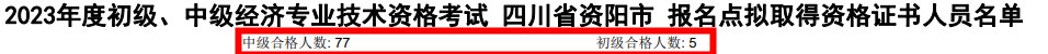 四川資陽2023年初中級經濟師考試通過率