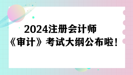 重磅！2024注冊會計(jì)師《審計(jì)》考試大綱已公布！