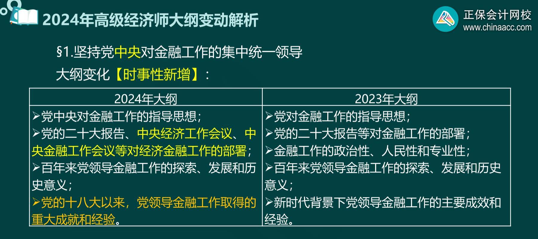 2024高級經濟師金融考試大綱變化