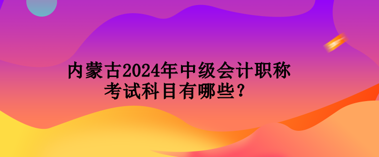 內蒙古2024年中級會計職稱考試科目有哪些？
