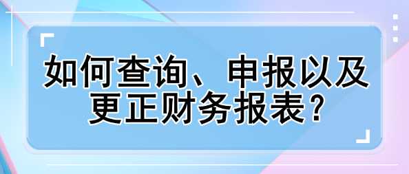 如何查詢、申報(bào)以及更正財(cái)務(wù)報(bào)表？