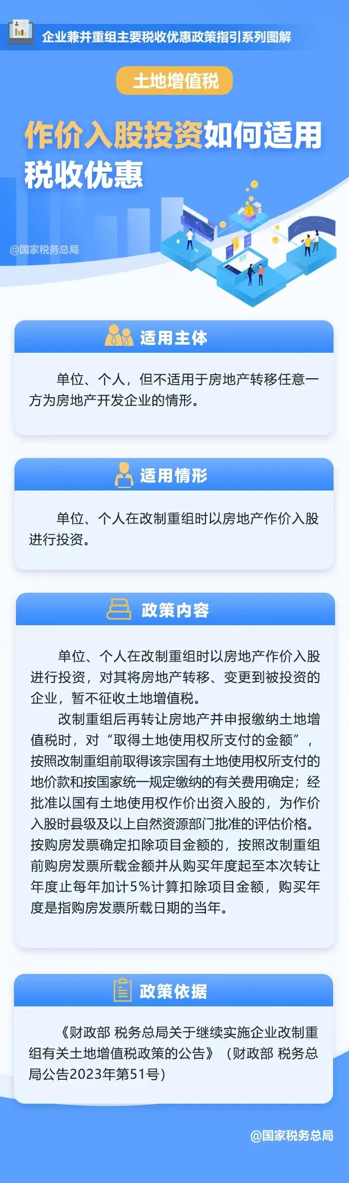 企業兼并重組，作價入股投資如何適用土地增值稅優惠