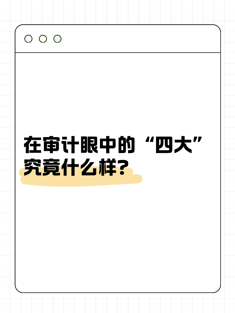 在審計(jì)眼中的“四大”究竟什么樣？